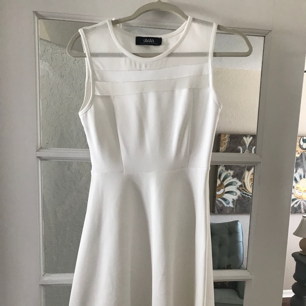 Lulus white mesh block dress, small